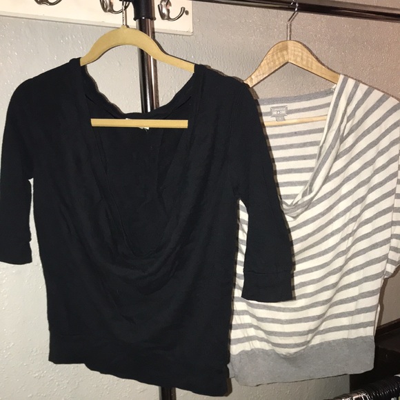 Bundle of 2 Converse Asymmetrical Cowl Neck & 3/4 Sleeve Black Sweaters - Picture 2 of 10